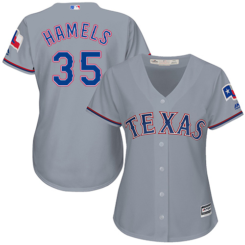 Rangers #35 Cole Hamels Grey Road Women's Stitched MLB Jersey - Click Image to Close
